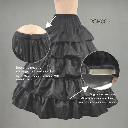 [PRODUK FAVORIT] PETTICOAT HITAM PENGEMBANG ROK GAUN DRESS WEDDING PESTA PCH002