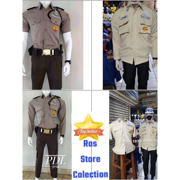 SERAGAM SATPAM COKLAT SERAGAM SECURITY CREAM DINAS HARIAN SERAGAM SECURITY PDL SERAGAM PDH 1 STEL SERAGAM SATPAM PDH LENGAN PENDEK SERAGAM PDL LENGAN PANJANG  1 STEL ATASAN BAWAHAN SATPAM BAHAN TEBAL SESUAI POLRI COD