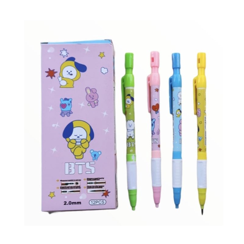 ALAT-ALAT TULIS ATK PENSIL, PENGHAPUS,  PULPEN DAN TIPE-X ROLL MOTIF BTS 21