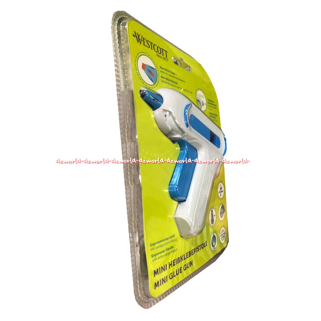 Westcott Mini Glue Gun Stick Holder Lem Tembak Putih Biru