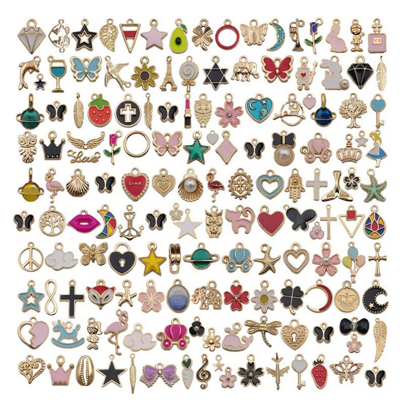 Hbid Liontin Enamel Bentuk Hewan / Bunga Campur Untuk Membuat Perhiasan Gelang DIY