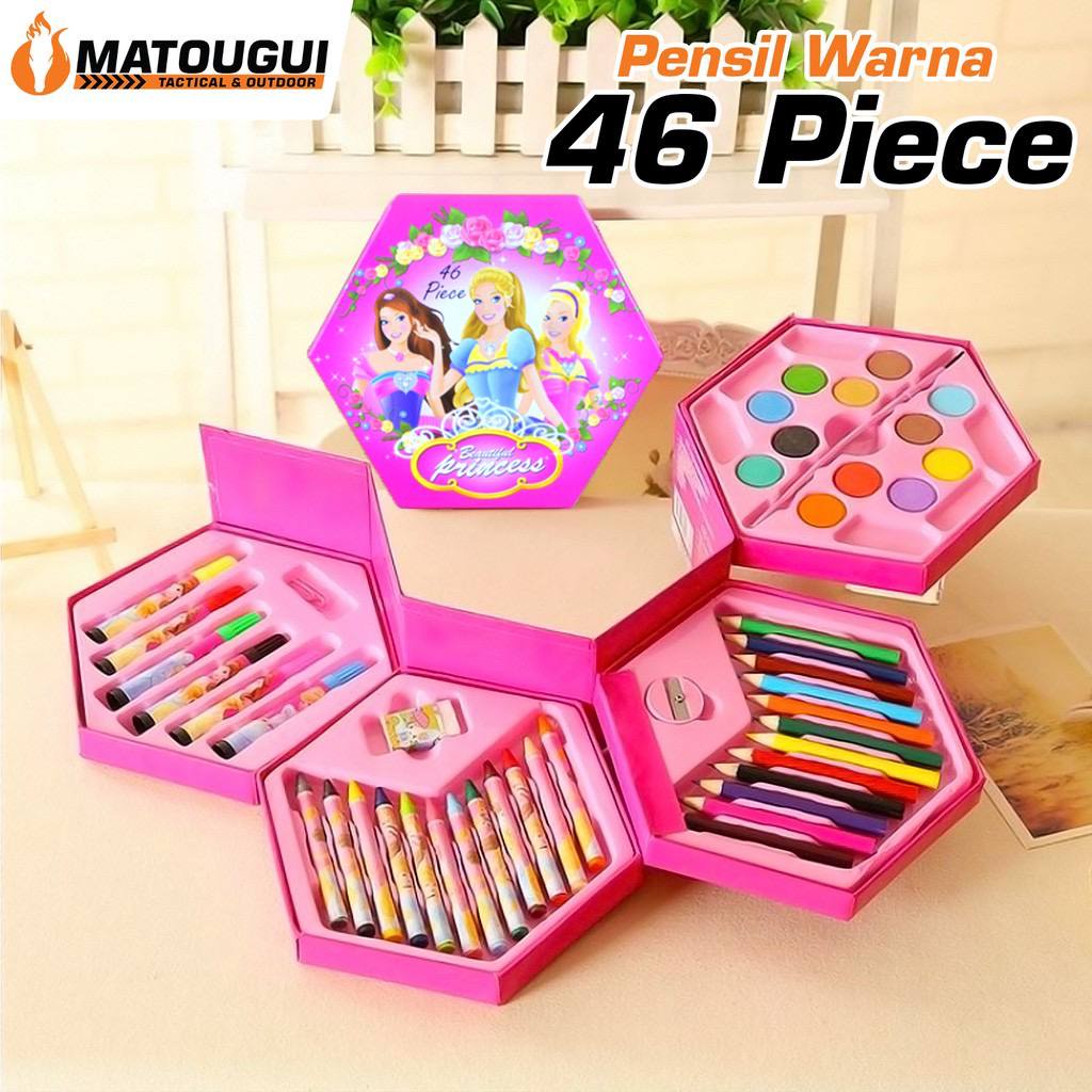 JT  - Art Set CRAYON 46 SET Box 4 In 1 Crayon Pensil Warna Alat Lukis 46 Set 4 In 1 Lengkap Pensil Warna Set 46 pcs 4in1