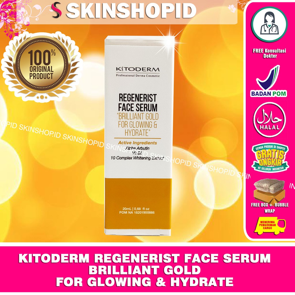 Kitoderm Regenerist Face Serum Brilliant Gold For Glowing &amp; Hydrate 20ml Original BPOM Aman