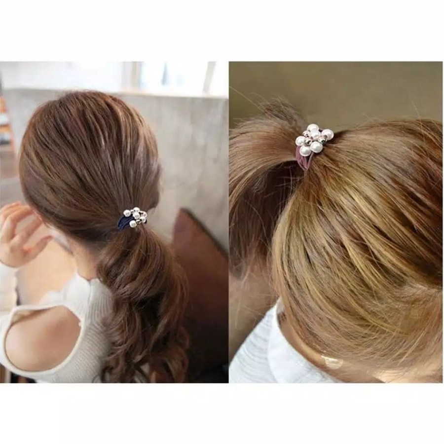 BMSH - Ikat Rambut Mutiara Karet Elastis Korea Import 3 Layer Fashion Harga Per Pc