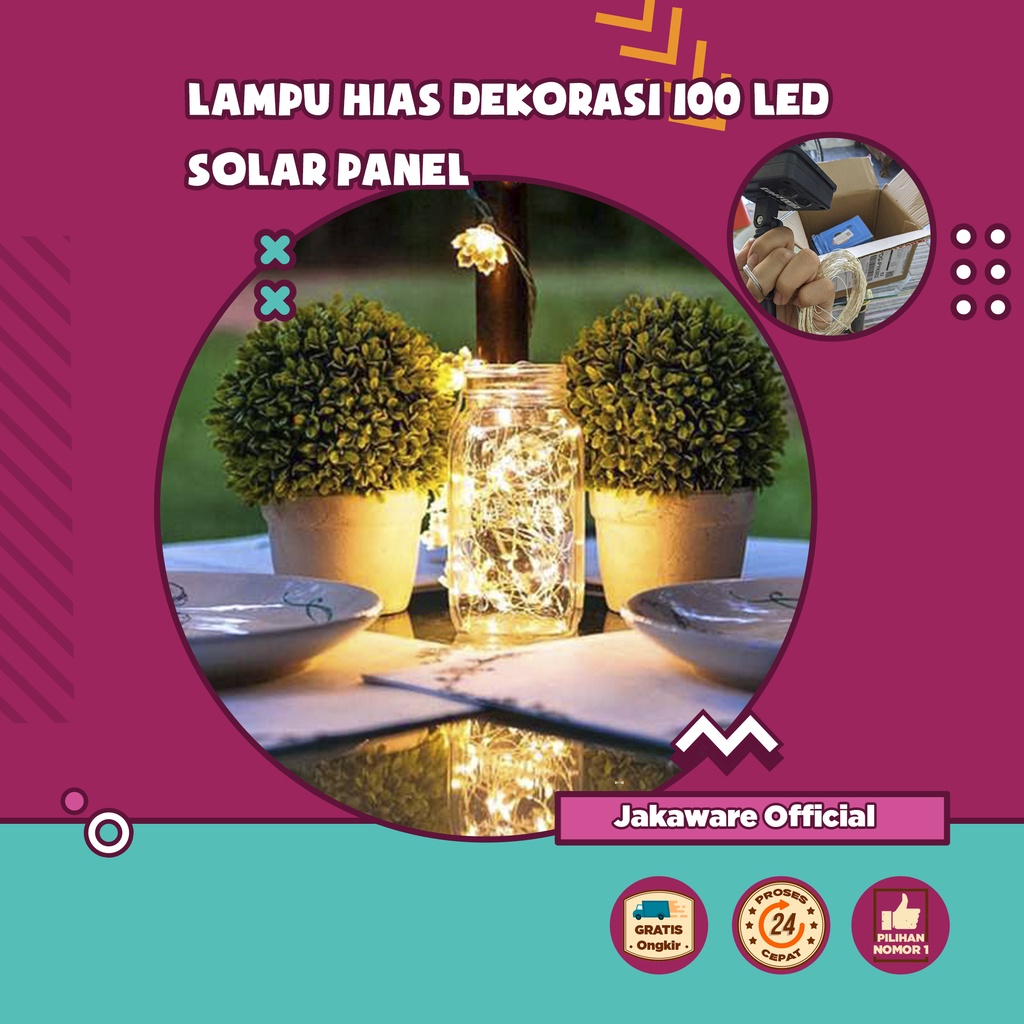 Jual Lampu Hias Dekorasi Led Solar Panel Pesta Pernikahan Ulang Tahun Teras Rumah Sinar