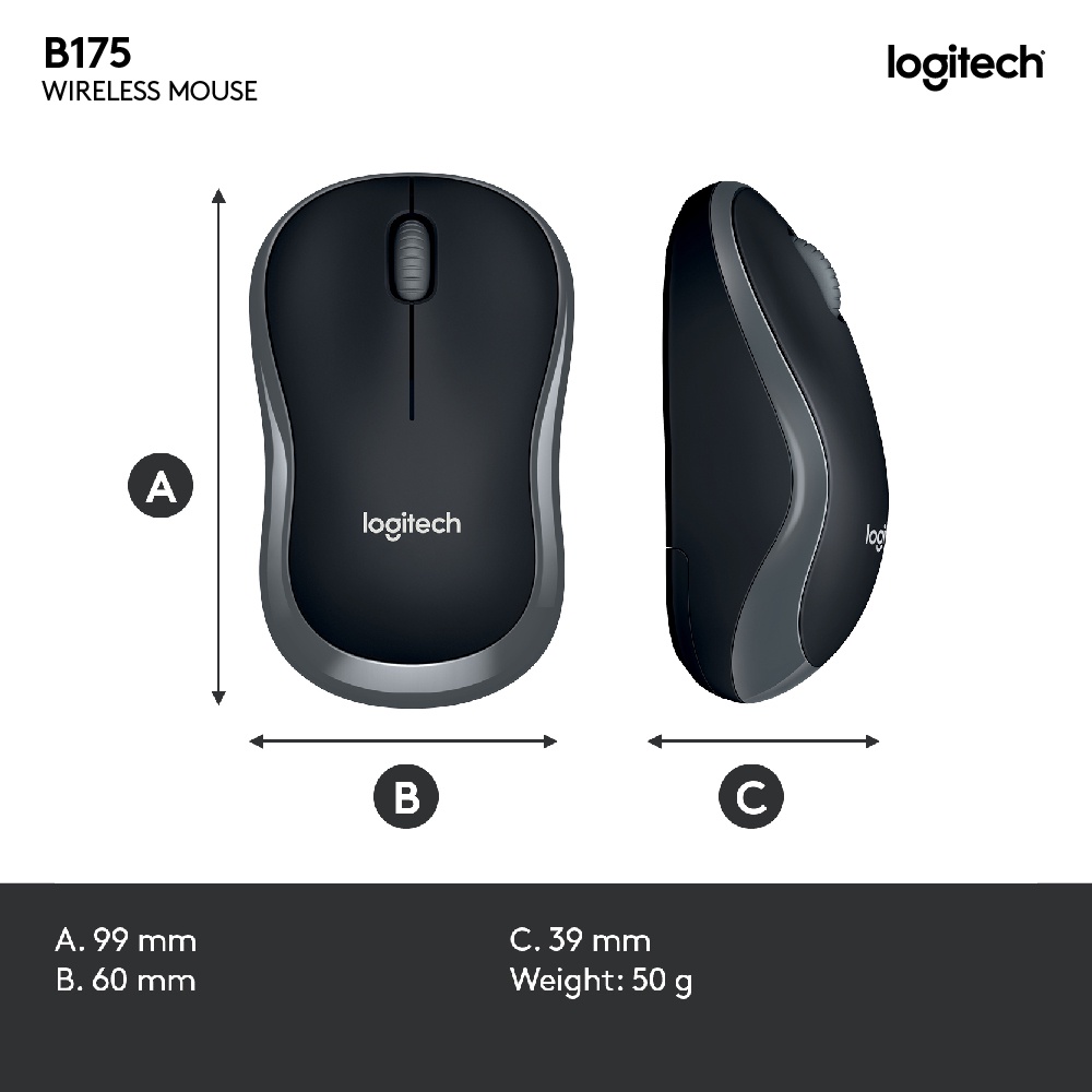 Logitech B175 Mouse Wireless untuk Windows, Mac, Linux dan ChromeOS Image 8