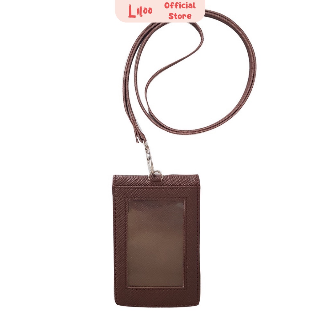 

Lanyard Flashee ID Card Holder Cokelat Tua Name Tag Kulit Dua Sisi Bolak Balik Mika Kancing Termurah Berkualitas