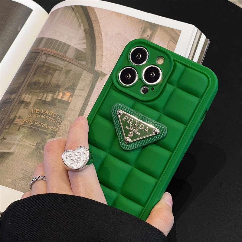 Case Desain Prada Segitiga Persegi Tahan Banting Untuk iPhone 14 13 12 11 Pro X XS MAX XR