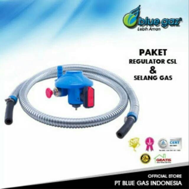 Paket Hemat Regulator Gas PD dan Selang Gas Blue gas