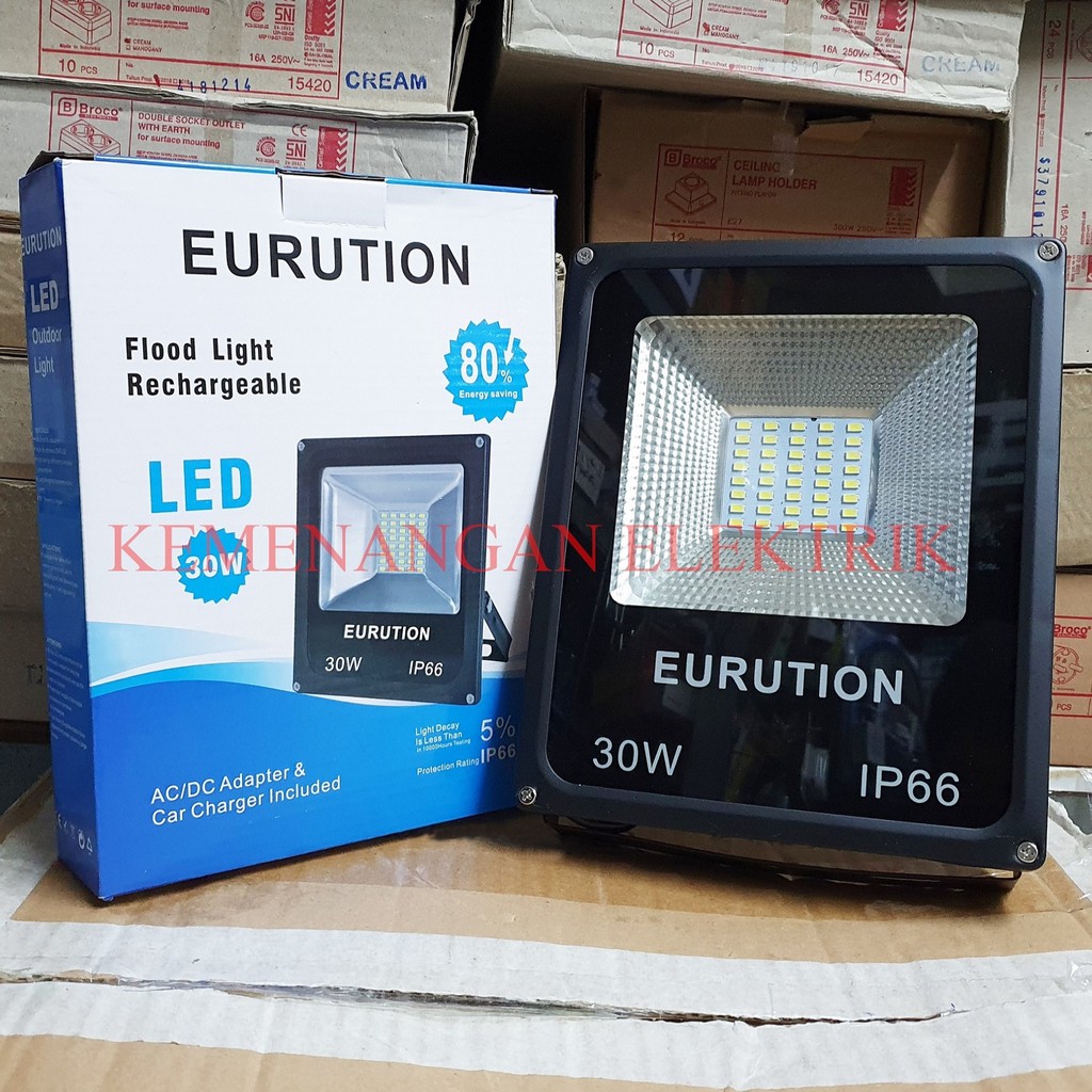 LAMPU LED SOROT SMD 30 WATT 30 W EURUTION FLOOD LIGHT LED 30W 30WATT 220V OUTDOOR