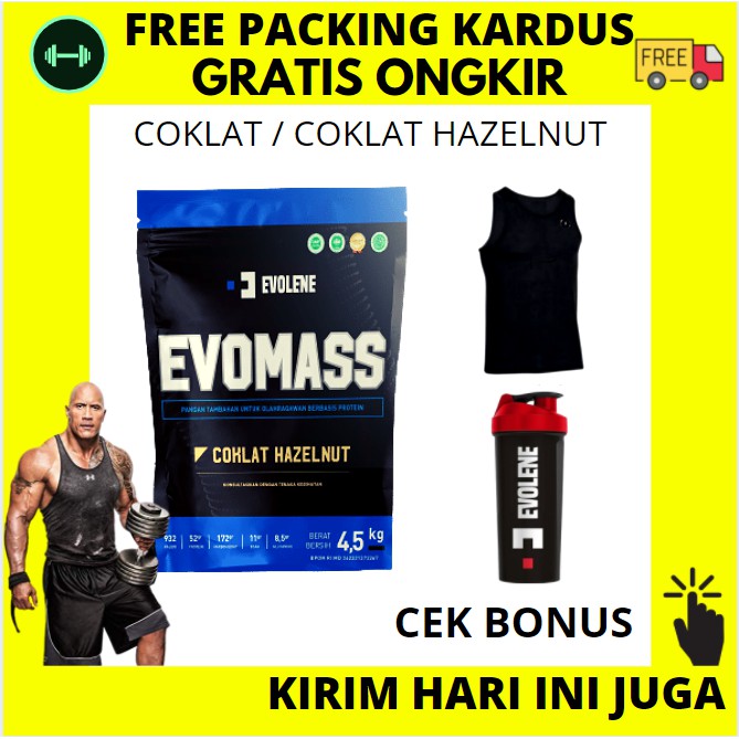 EVO MASS GAINER EVOMASS 10 LBS EVOLENE BPOM HALAL 10LBS 10LB LB 4.5 KG 4.5KG KILO GRAM 4,5 4,5KG ++ EVOMAS MAS GAIN BERAT BADAN COKLAT / HAZELNUT SUSU PROTEIN PRO VANILA ICE CREAM VANILLA PENGGEMUK