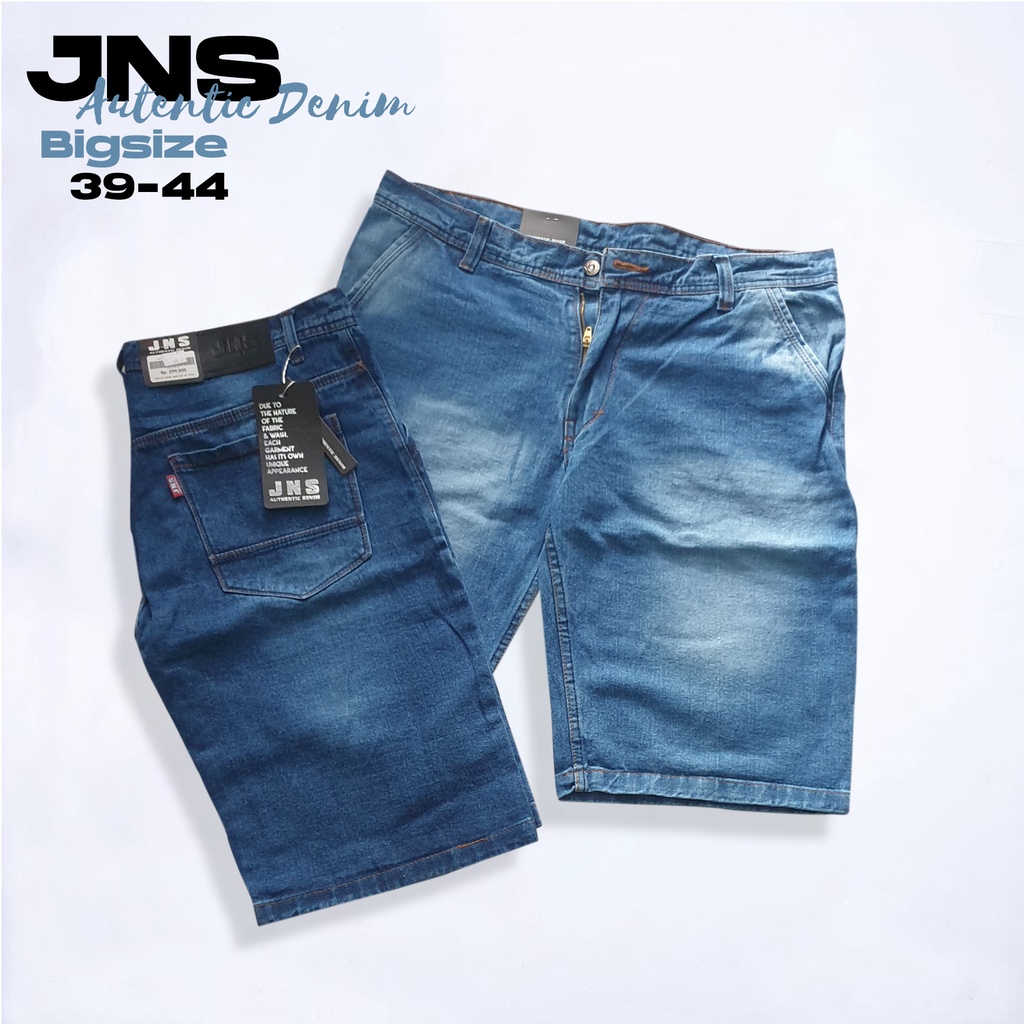 Jeans pria pendek  JNS DENIM jumbo original emba biru Jeans pendek lea 39 sampai 44