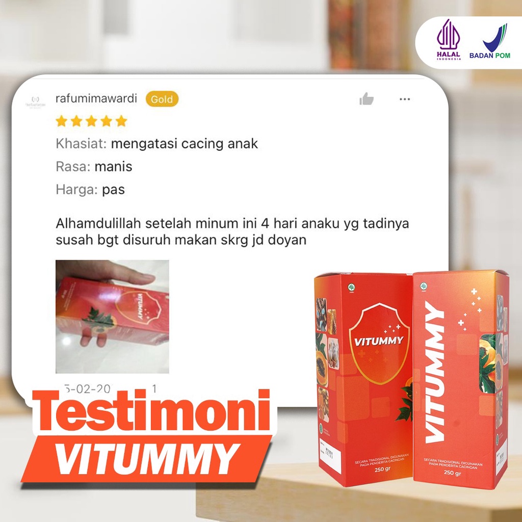 Vitummy -  Vitumi Madu Herbal Basmi Cacingan Anak & Dewasa Tingkatkan Nafsu Makan Atasi Perut Buncit Anak Menambah Berat Badan Melancarkan Pencernaan-7
