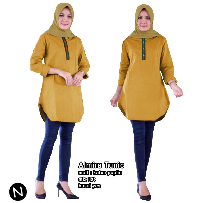 Almira Tunik - Logo Smile (LS) - Ukuran XL-3XL - Matt Katun Poplin