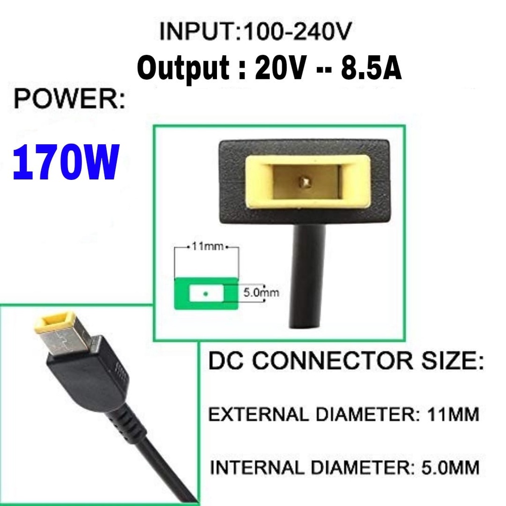 lenovo Yoga Legion 20V 8.5A 170W AC Adapter Charger for Lenovo Yoga 45N0305 45N0375 4X20E50574 PA-1171-71 PA-1900-72 ADL170NLC3A, 4X20E50582 For Lenovo W540, T451 ADLX170NCT3A