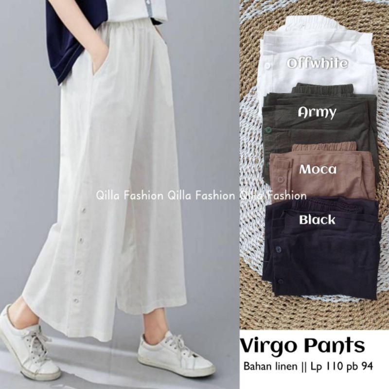 Virgo pants TERBARU..!! - KULOT LINEN RAMI KANCING BAWAH - CELANA PANJANG WANITA POTONGAN LONGGAR