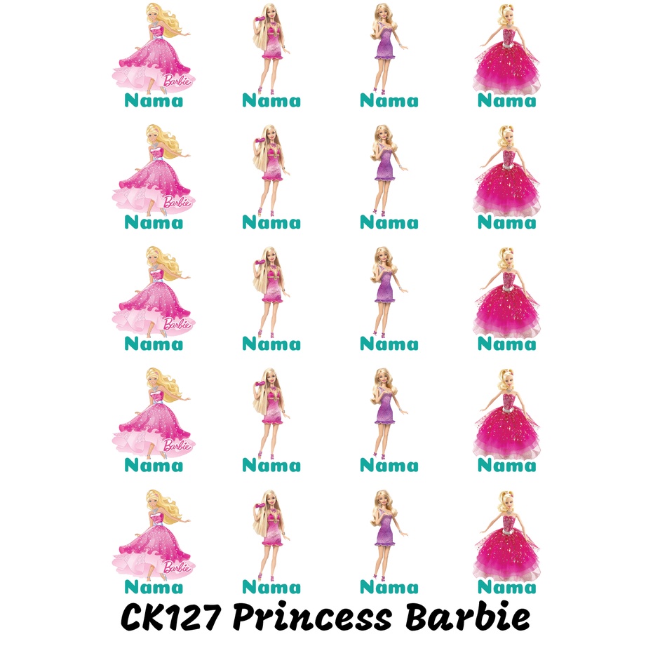 

Sticker Nama Cutting Label Waterproof Tahan Air Princess Barbie CK127
