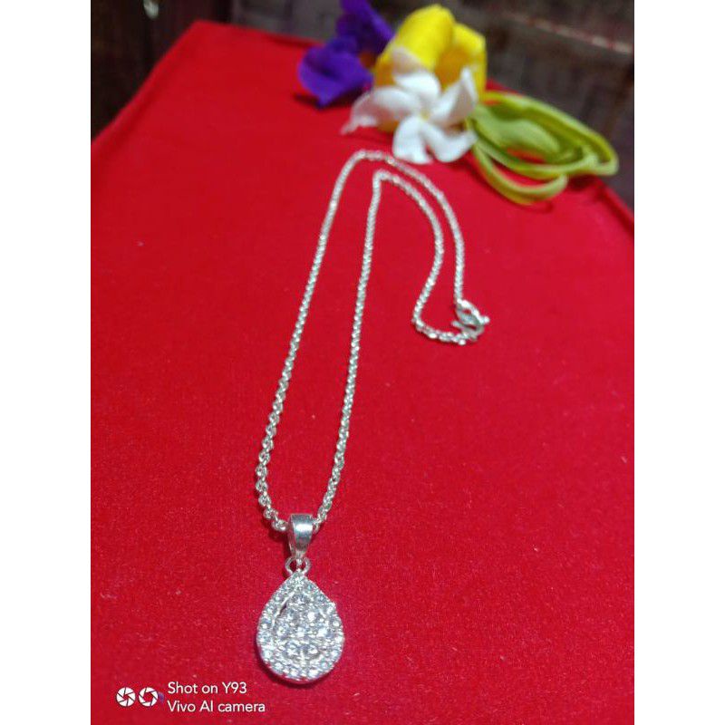 kalung medan + liontin permata motif dewasa perak 99