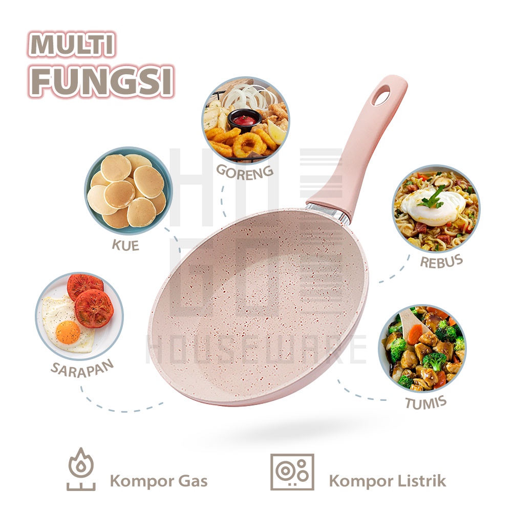 Frypan Penggorengan Frying Pan Anti Lengket Coating Granite HUGO