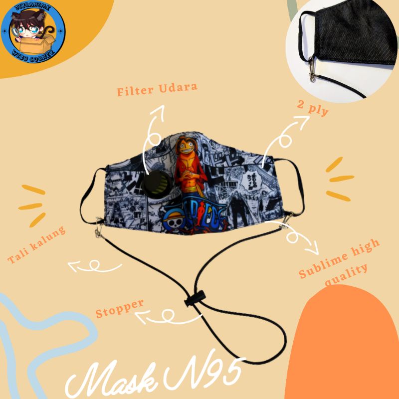 mask / masker N95 anime one piece luffy