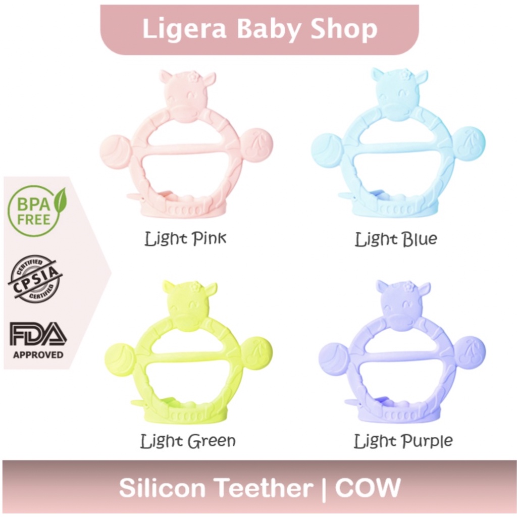 LIGERA Teether Silicone Baby Shark / Cow Gigitan Gelang Premium BPA FREE