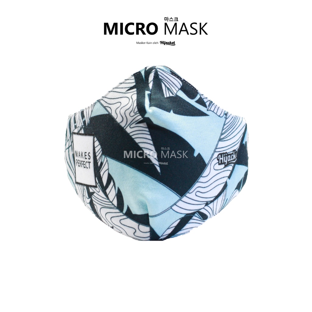 Micro Masker Hijab BLOCK UP TO 70% VIRUS 2 PLY Proteksi Premium fleece & poly-fiber Nyaman Bisa COD-Spectrum Leaves Blue