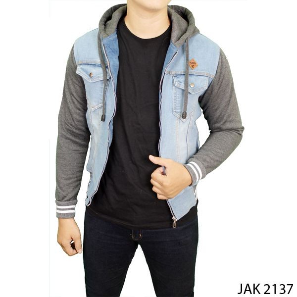 Jaket Pria Jeans – Fleace Biru Muda – JAK 2137