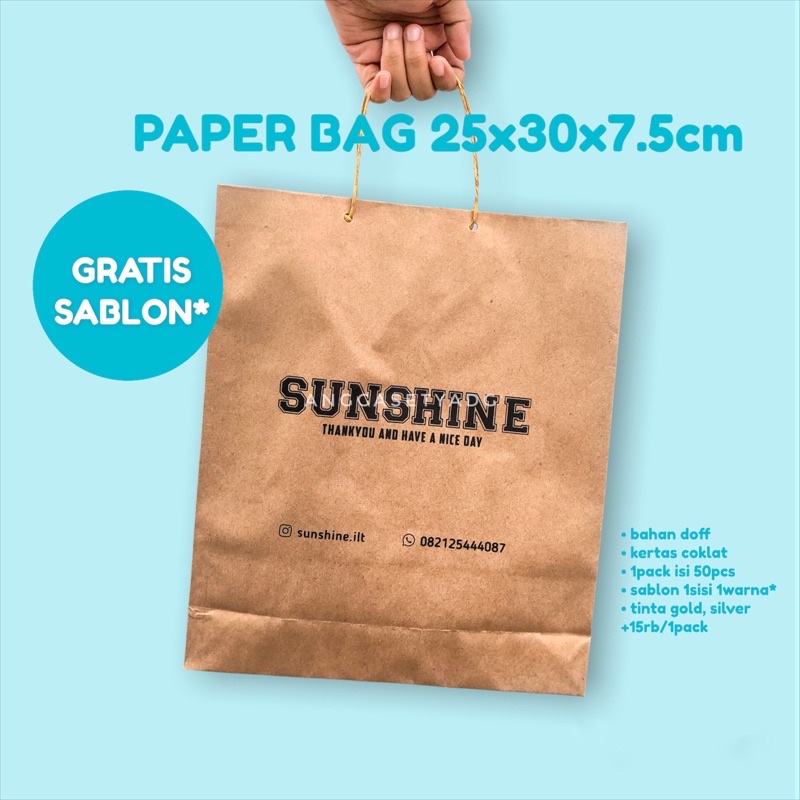 

Sablon Paperbag Tas 30x25x7.5