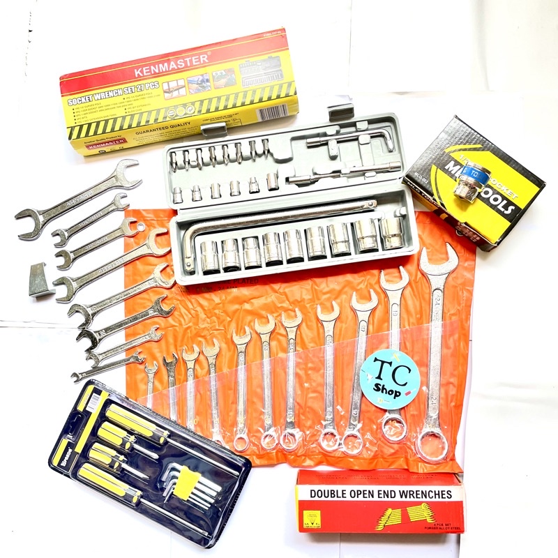 Paket Kunci Sok 27 pcs+Kunci Ring Pas Set+Kunci Pas Set +Obeng Set Kunci L set Free Mata Sok 24 mm M