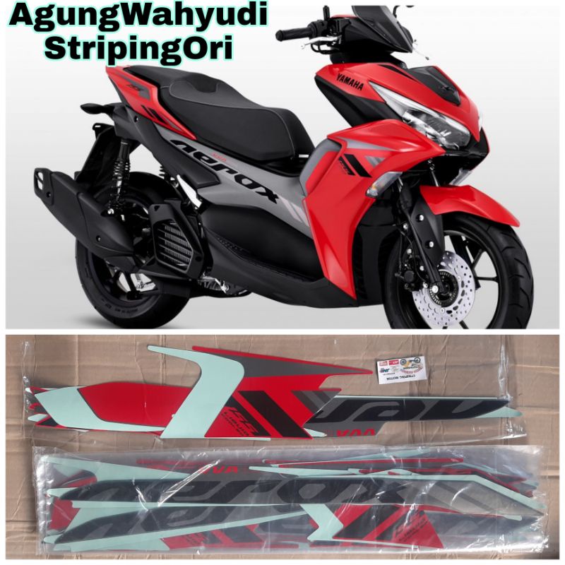 STIKER STRIPING LIS BODY MOTOR YAMAHA NEW AEROX MERAH 2021 CONNECTED 155 ORIGINAL 2020 2022