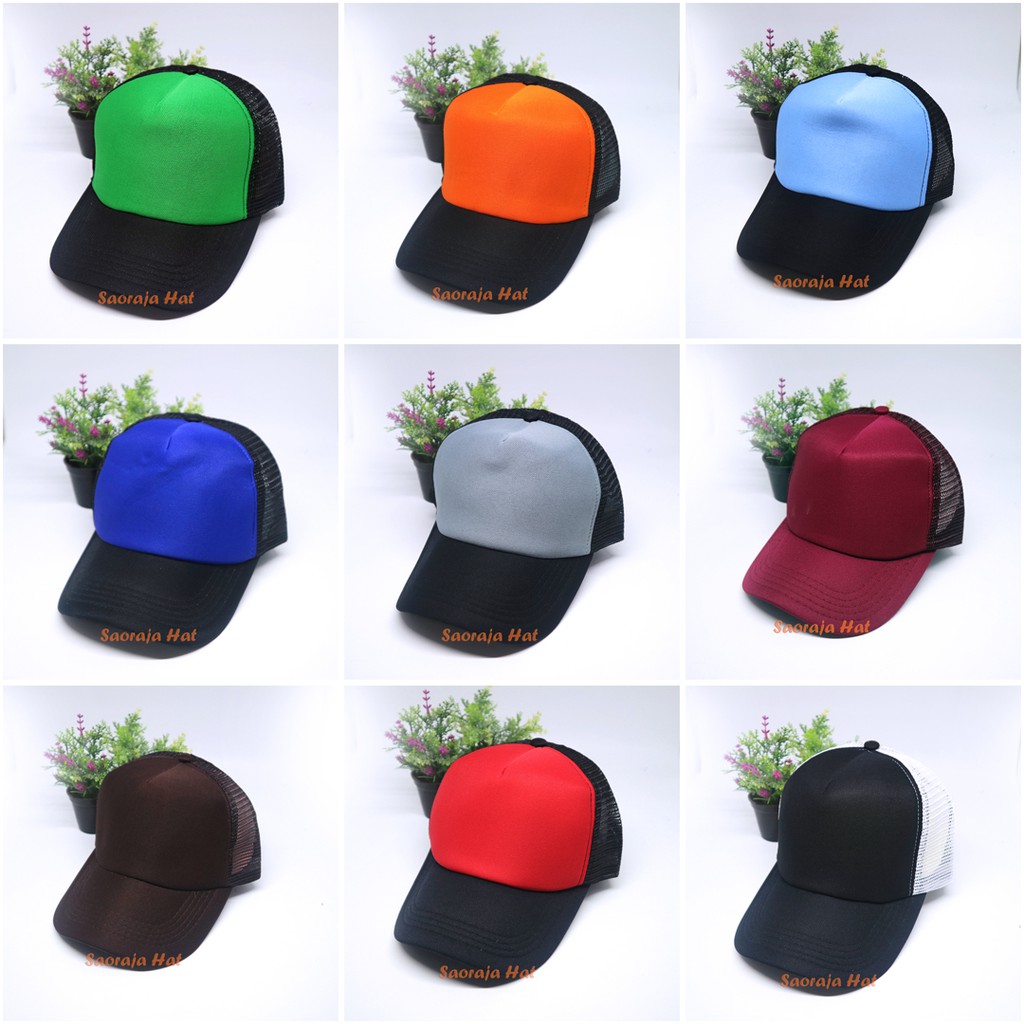 Topi Jaring / Trucker Polos Kombinasi  warna