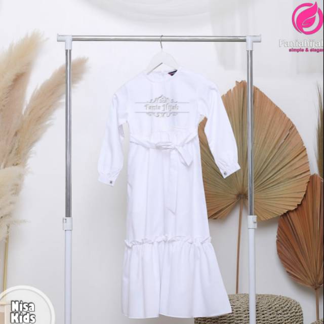 Gamis Putih Anak Premium Katun Toyobo 'Nisa Dress' By Fania Hija