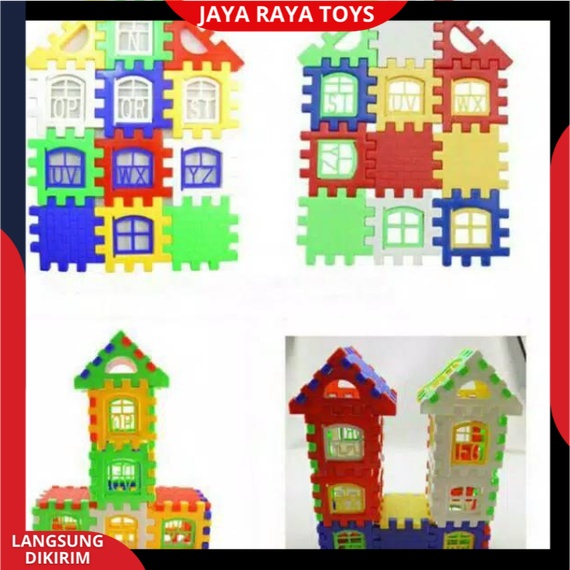 Mainan Anak Edukasi Blok Puzzle rumah funny block  Plastik Berkualitas SNI JM 8211