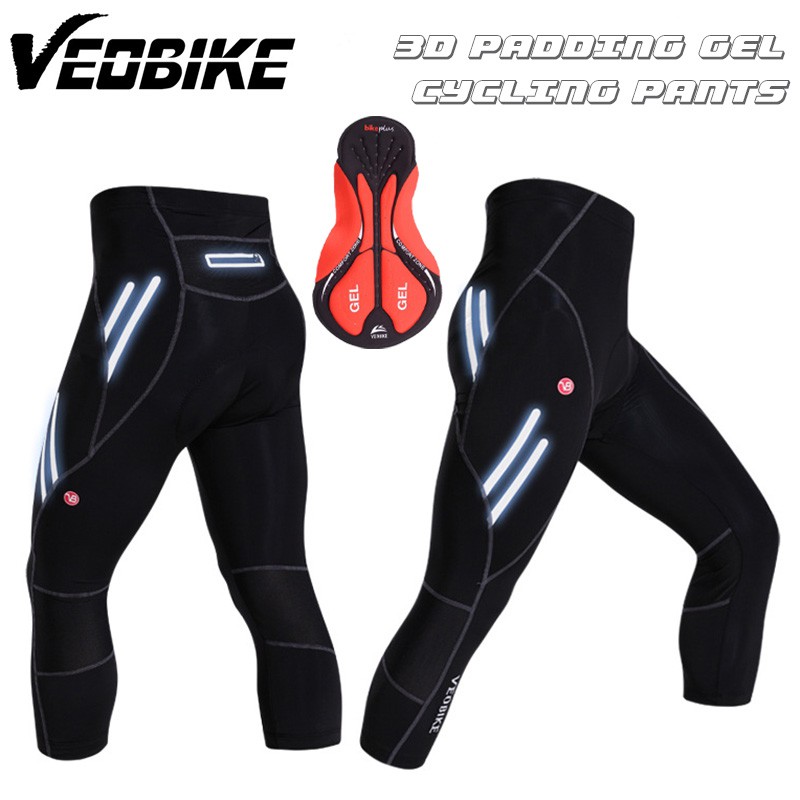  Celana  Sepeda  3 4 Ketat Tanggung Padding Gel VEOBIKE 