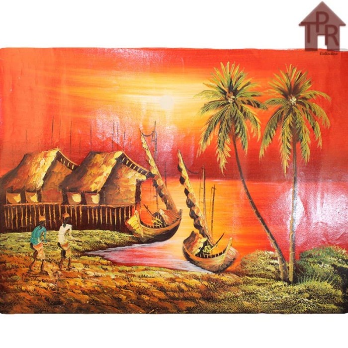 Lukisan Canvas - Bali Nelayan Sunset 60x80cm.