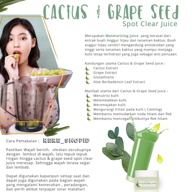 MS glow Moisturizing juice pelembab / Cactus &amp; Grape Seed/ Watermelon/ kaktus/Yuzu