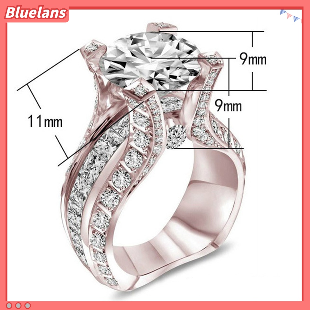 Cincin Berlian Imitasi Bahan Cubic Zirconia Untuk Hadiah Pernikahan