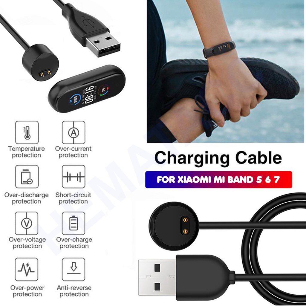 Kabel Charger Xiaomi Mi Band 7 / 6 / 5 Magnet &amp; Jepit Hematacc