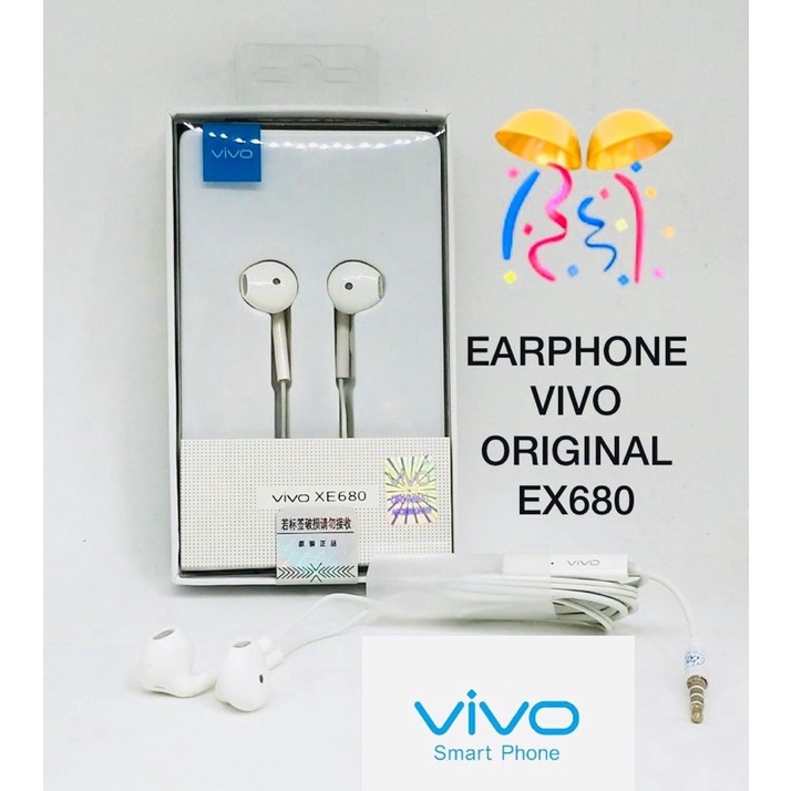 HANDSFREE EARPHONE VIVO XE680 ORI PACKING MIKA PROMO SEN