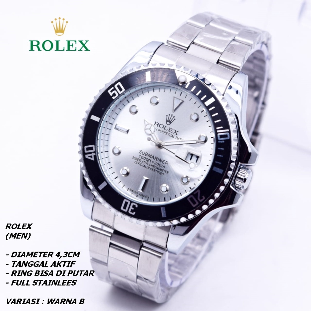 JAM TANGAN PRIA FASHION RANTAI BODY BULAT TANGGAL AKTIF