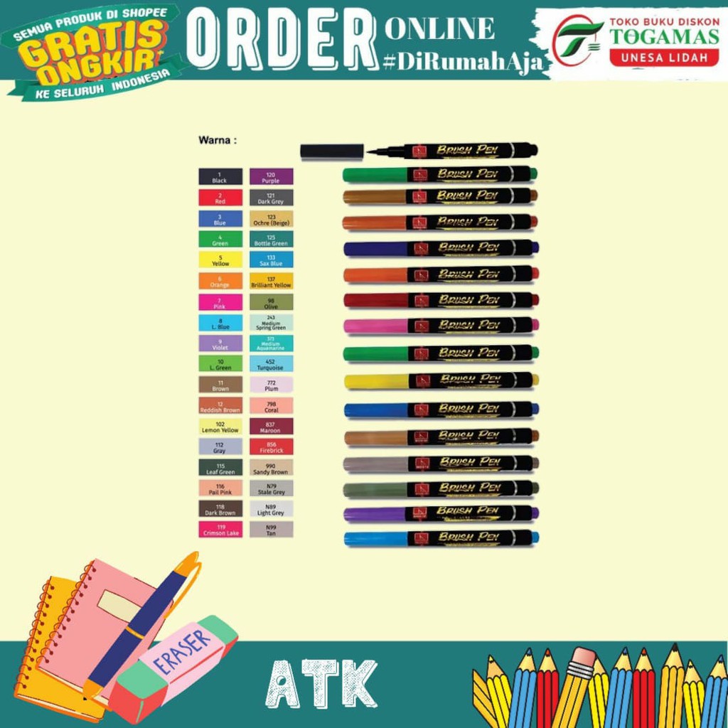 SPIDOL BRUSH PEN 0.1 BM-1 SNOWMAN WARNA LENGKAP