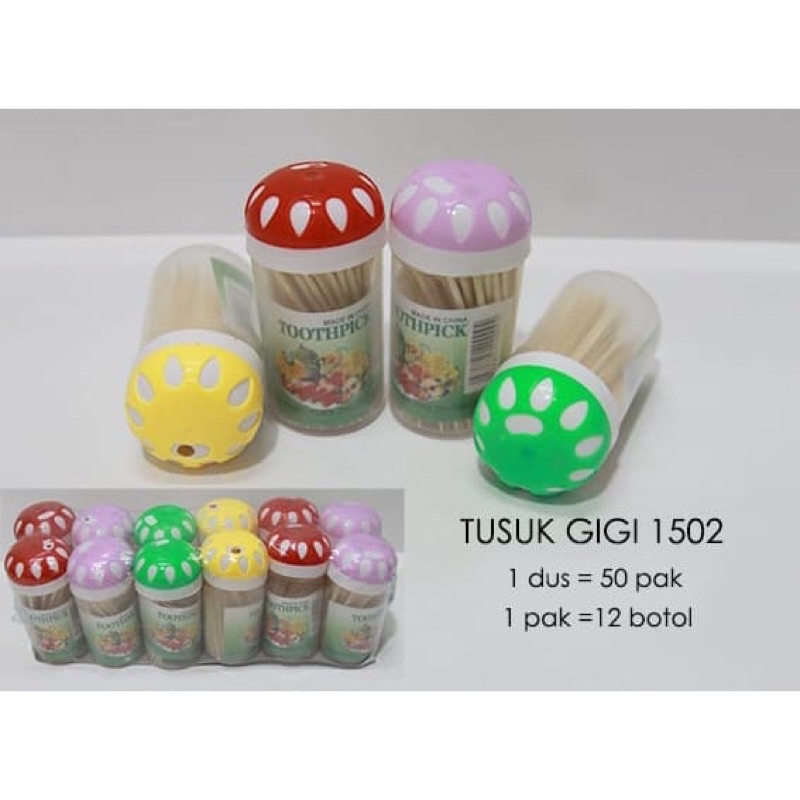 Tempat tusuk Gigi Plastik Bulat Free isi/ tusuk gigi kue/ tusuk gigi buah