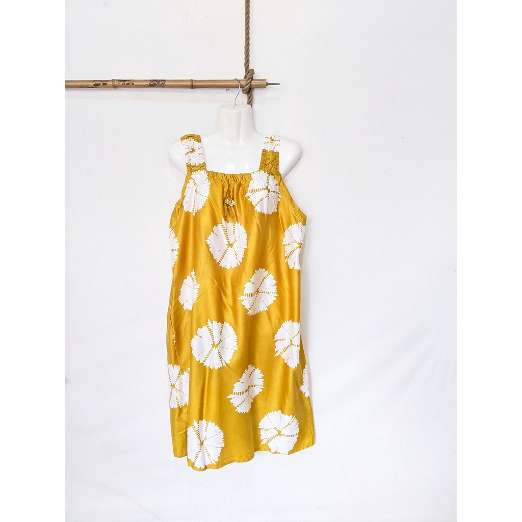 Daster Yukensi Jumbo LD 120 Baju Tidur Tanpa Lengan Tali Satu Kimono Sleepwear-shibori  yellow