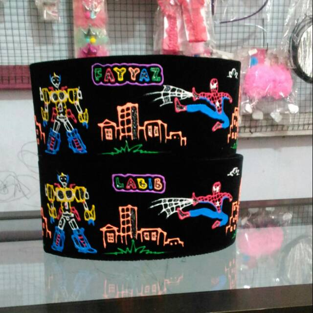 Songkok lukis  anak karakter, peci lukis spiderman, kopiah lukis transformers, robot, NU