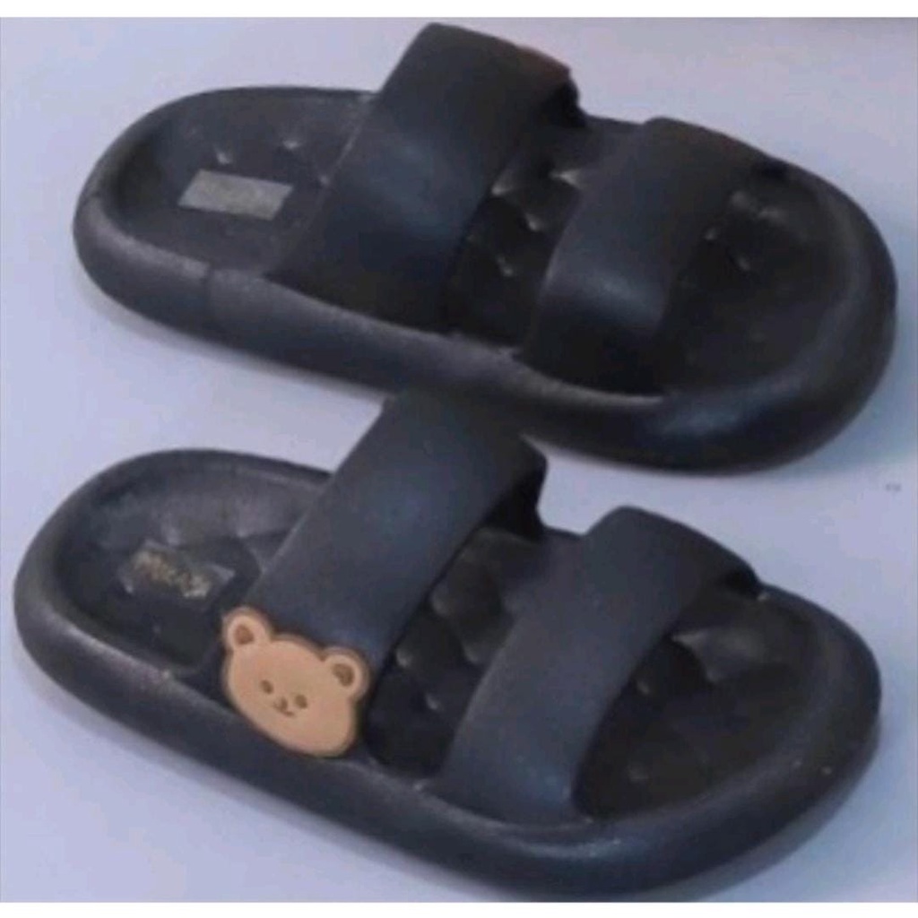 Sandal Slop Jelly Karet Wanita dan Anak Cewek Ban 2 Bear Brown Samping Cantik Cute Import Mokaya / Size 36-41 (222-12) - Fanz Store