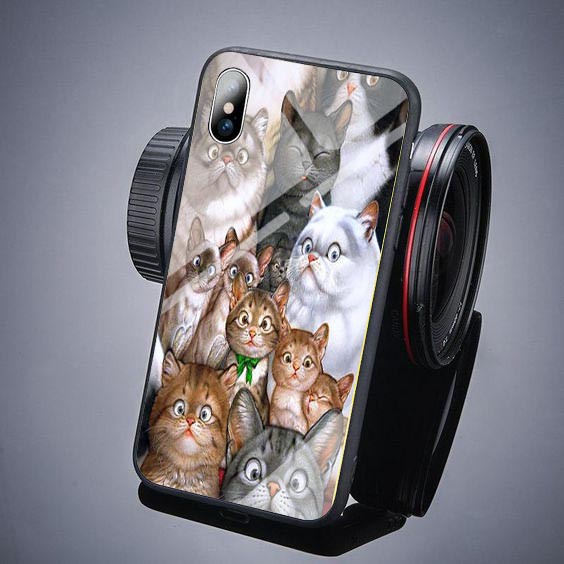 [K41] SoftCase Glass Cat For Oppo Vivo Xiaomi Samsung Iphone Realme a12 a31 a5s a52 a91 a92 a3s a37