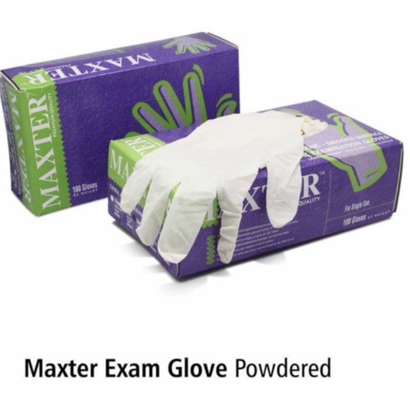 Sarung Tangan non steril latex powder merk Maxter isi 100pcs