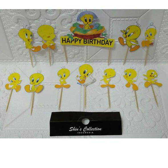 Cake Topper Tweety 1 set isi 12 pcs