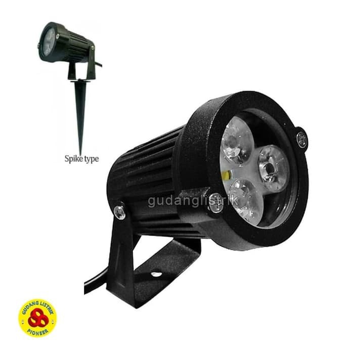 LED Lampu Sorot 3W Putih Tancap 220V Garden LED 3 Watt Spike CDL Black