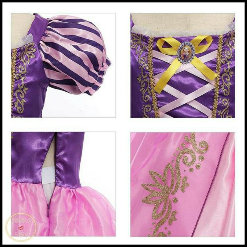 Dress princess anak rapunzel costum cost play costume hokkyshop